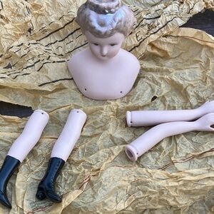 Porcelain Doll Parts with Black Boots Make it your own doll